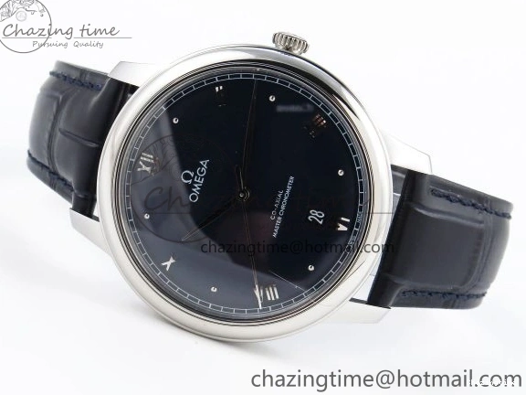 0208 Soft De Ville Date SS MKF 1:1 Best Edition Blue Dial Roman Marker on Black Leather Strap A 7745